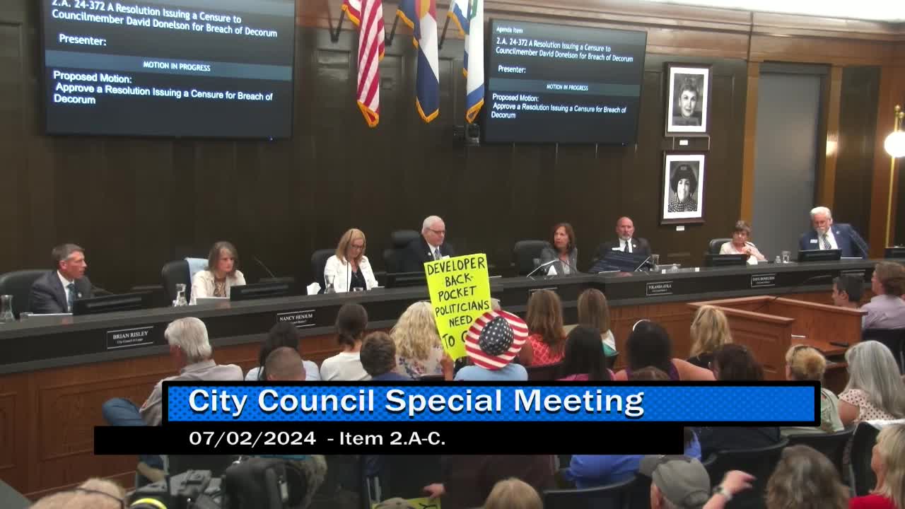 Council votes to censure member amid heated debate