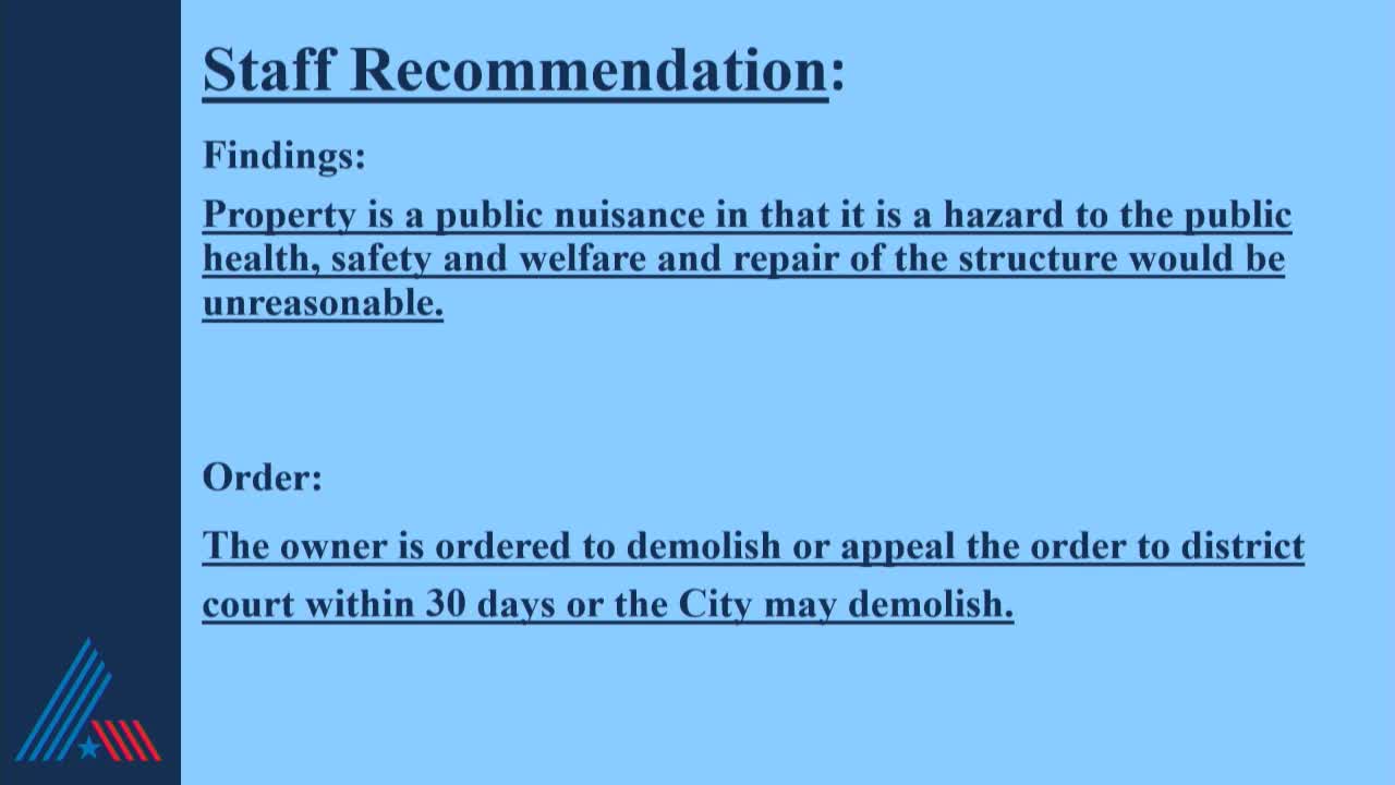 City orders demolition of hazardous public nuisance property