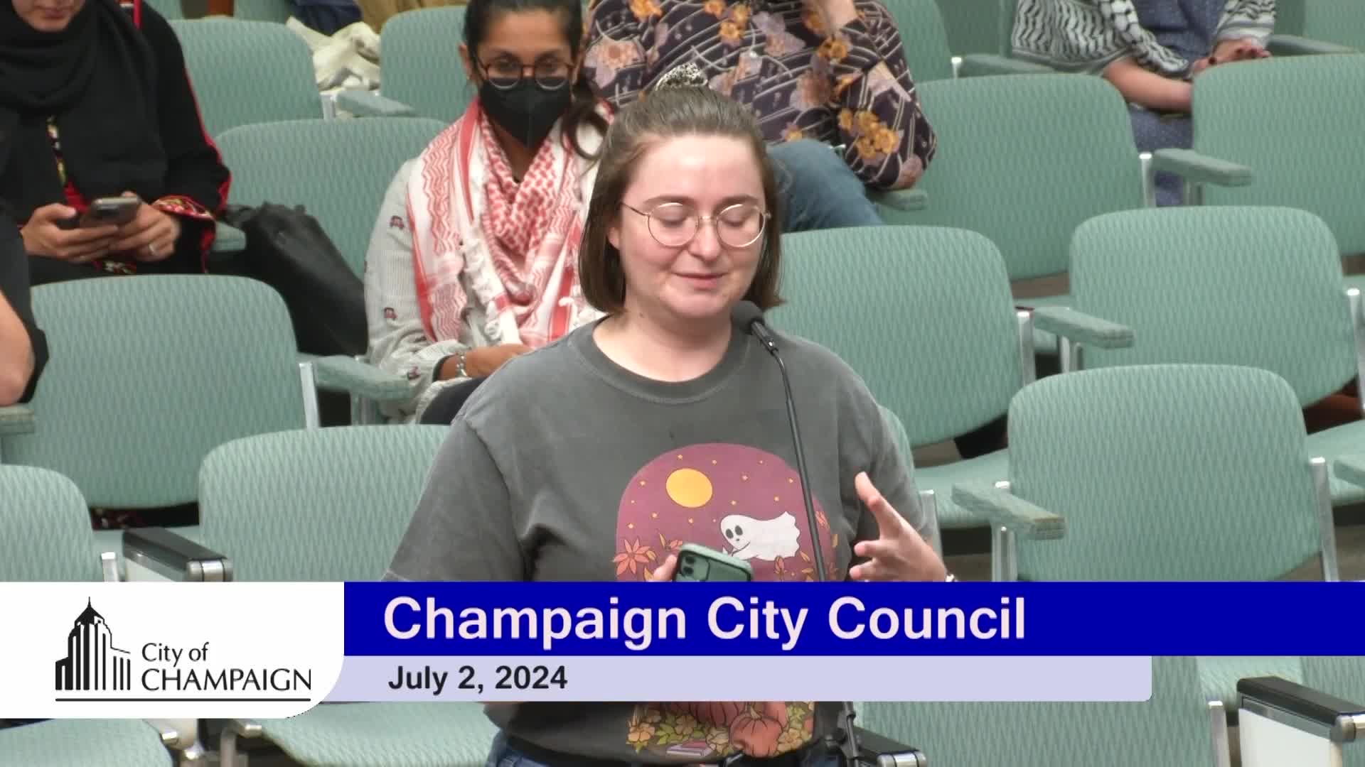 Activist demands city council divest from Israel funds