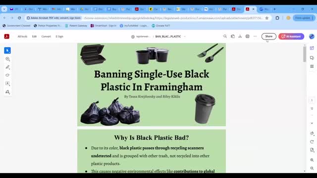 Framingham moves to ban toxic single use black plastic