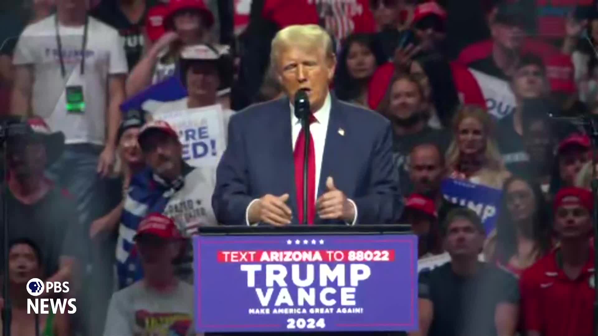 Trump blasts Biden and Harris in fiery campaign rally