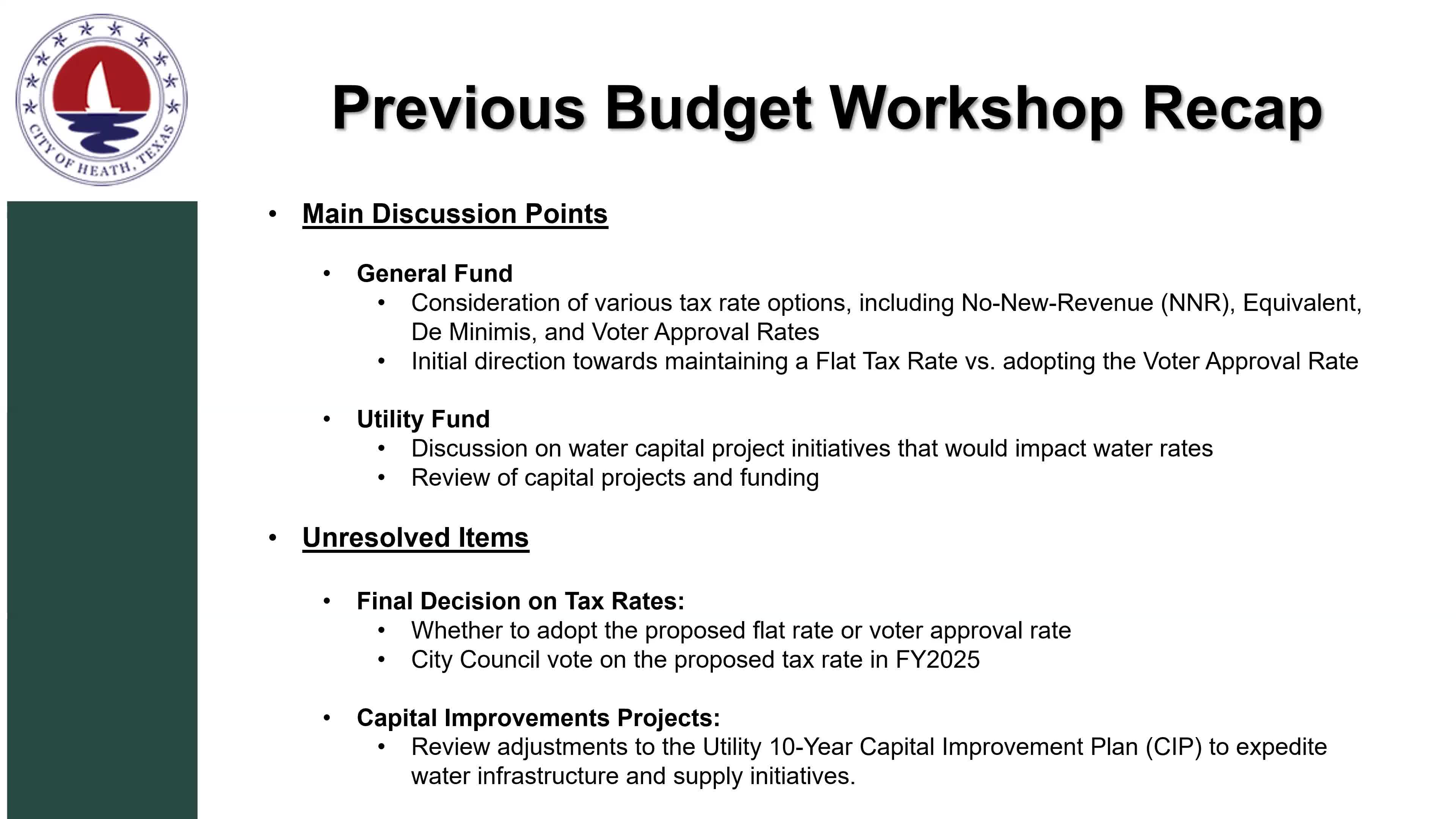 City Council Faces Crucial Decision on Tax Rate Options