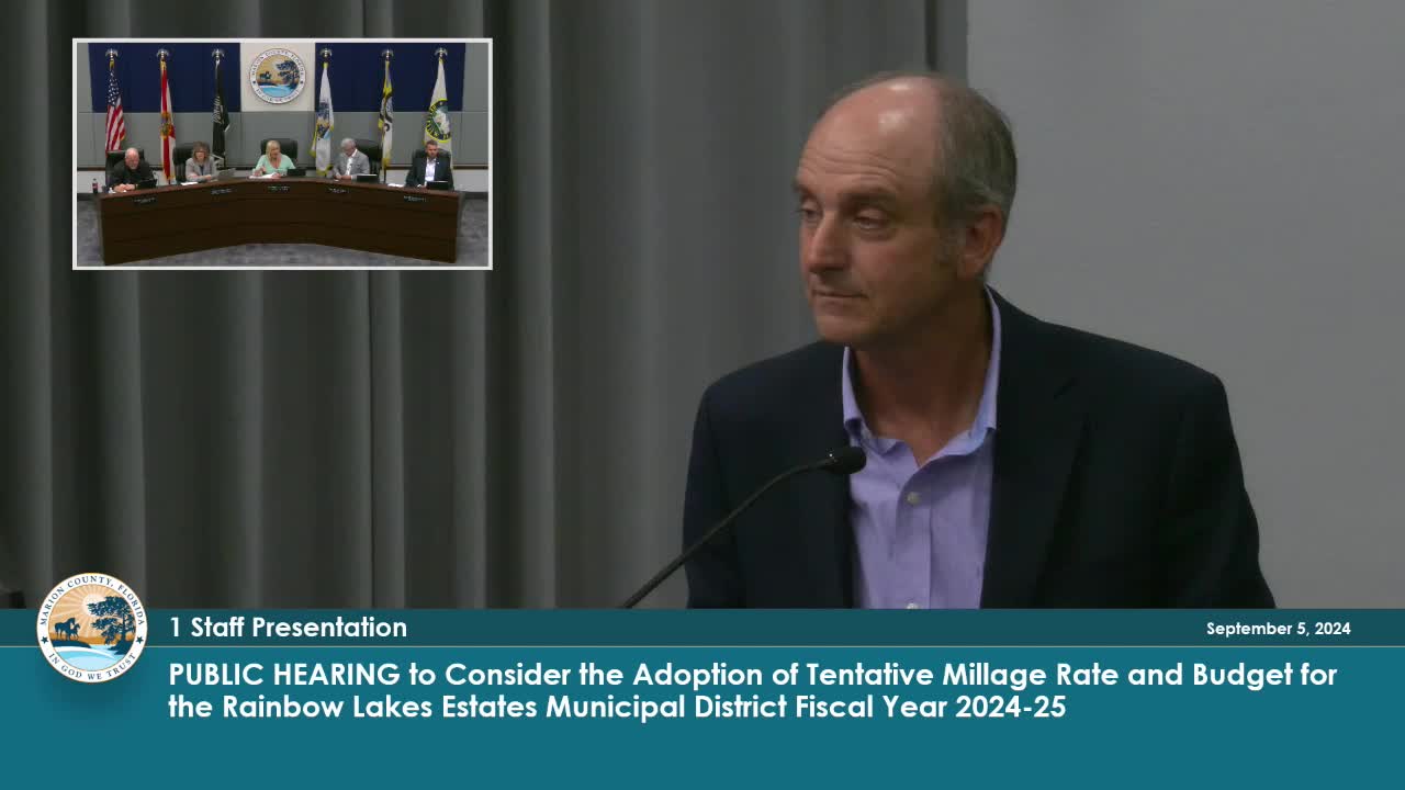 Budget Hearing Sparks Debate Over Tax Increase in Rainbow Lakes Estates