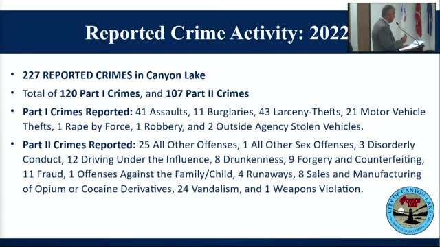 Crime rates surge in Canyon Lake sparks urgent dialogue