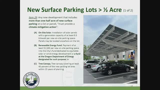 City proposes new rules for large parking lots to combat climate change