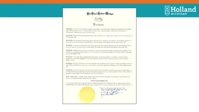 Holland declares National Good Neighbor Day to strengthen communities