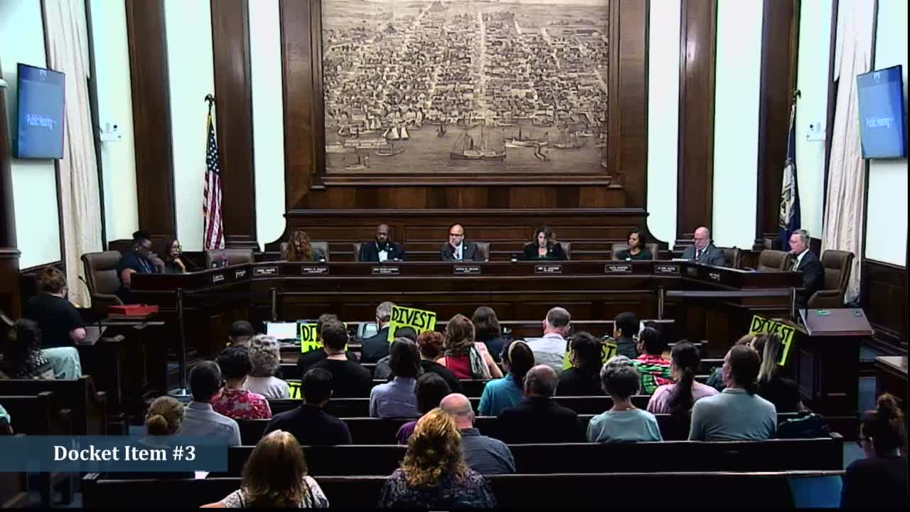 Activist demands city divest from companies profiting from genocide