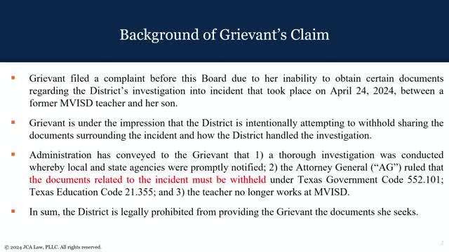 District faces scrutiny over withheld documents in grievance case