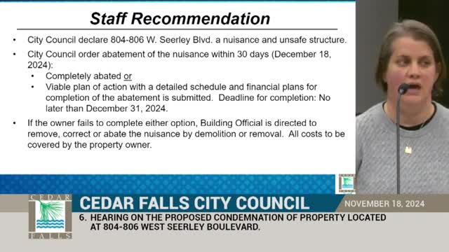 City Council Orders Urgent Abatement of Unsafe Properties