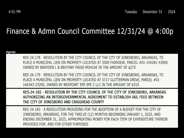 Jonesboro finance committee forwards 2025 budget and pay-plan updates to full council