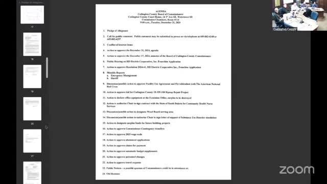 Codington County commissioners approve Red Cross facility use addendum, riprap repair bid and a package of budgets, personnel and claims