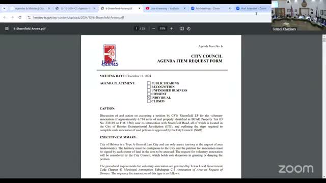 Helotes council accepts petition to begin annexation process for commercial development