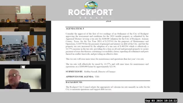 Rockport council adopts tax rate increase; council cites reserves, staffing and capital needs
