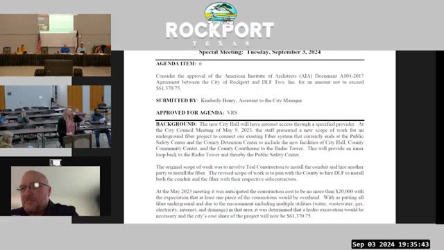 Council approves contract with DLF2 Inc. for fiber conduit and fiber installation — city’s share ~$61,370.75