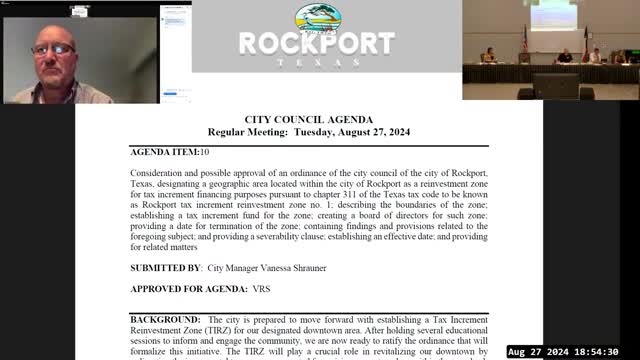 Rockport council approves first reading to create downtown tax-increment reinvestment zone after lengthy public hearing