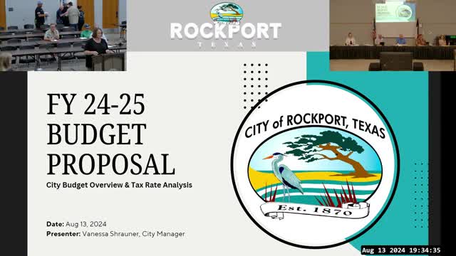 Rockport sets public hearing Aug. 27 on proposed tax rate after budget presentation; council hears details of staffing, reserves and capital needs