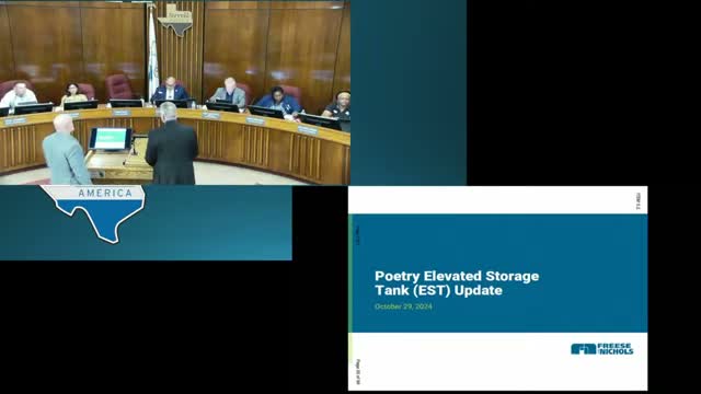 Terrell seeks new 2.5M‑gallon tank; staff targets TWDB loan and Dec. 5 public meeting