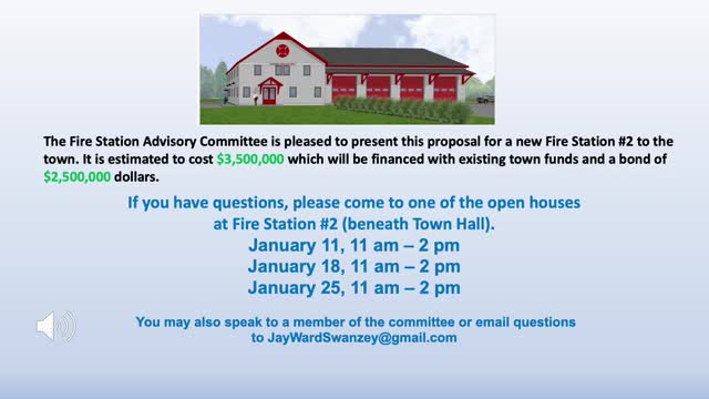 West Swanzey select board backs $3.5 million plan for new Fire Station No. 2, proposes $2.5 million bond