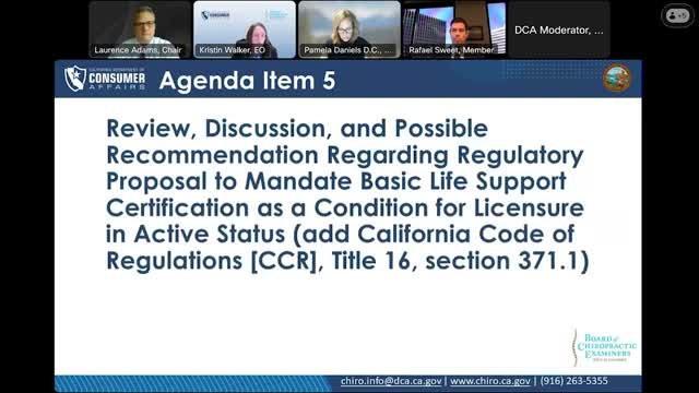 Continuing Education Committee recommends BLS certification for all licensed chiropractors