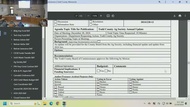 Todd County Ag Society reports strong fair turnout, asks for office and grandstand repairs