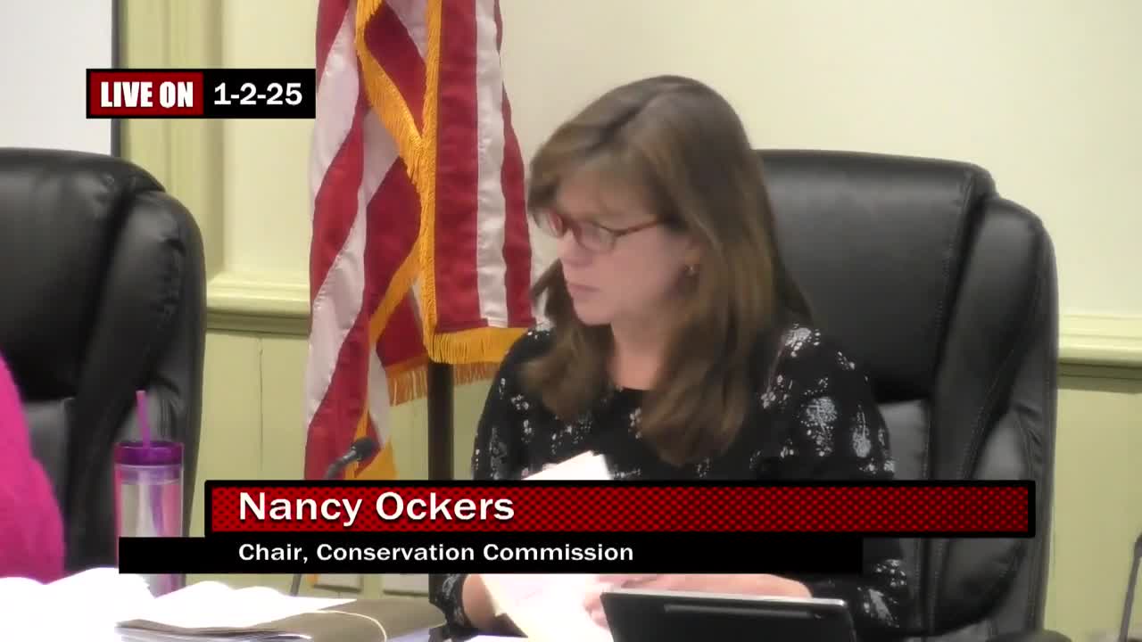 Owner and commission discuss dock and tree removal at conservation‑restricted 101 Tall Oak Drive; site visit planned