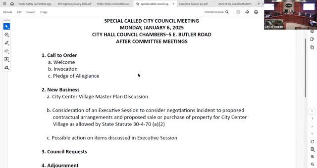 City Center Village master plan presented; council enters executive session and authorizes purchase negotiations