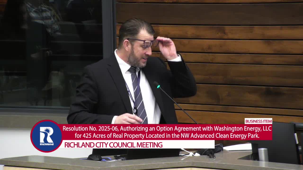 Richland council authorizes option agreement with Washington Energy for nuclear supply‑chain campus