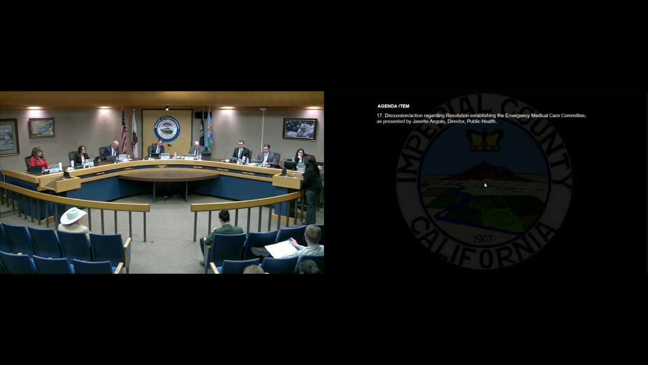 Board establishes Emergency Medical Care Committee to advise county EMS