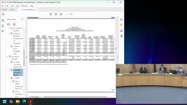 Committee obligates ARPA funds and advances multiple administrative items including insurance renewals and position approvals