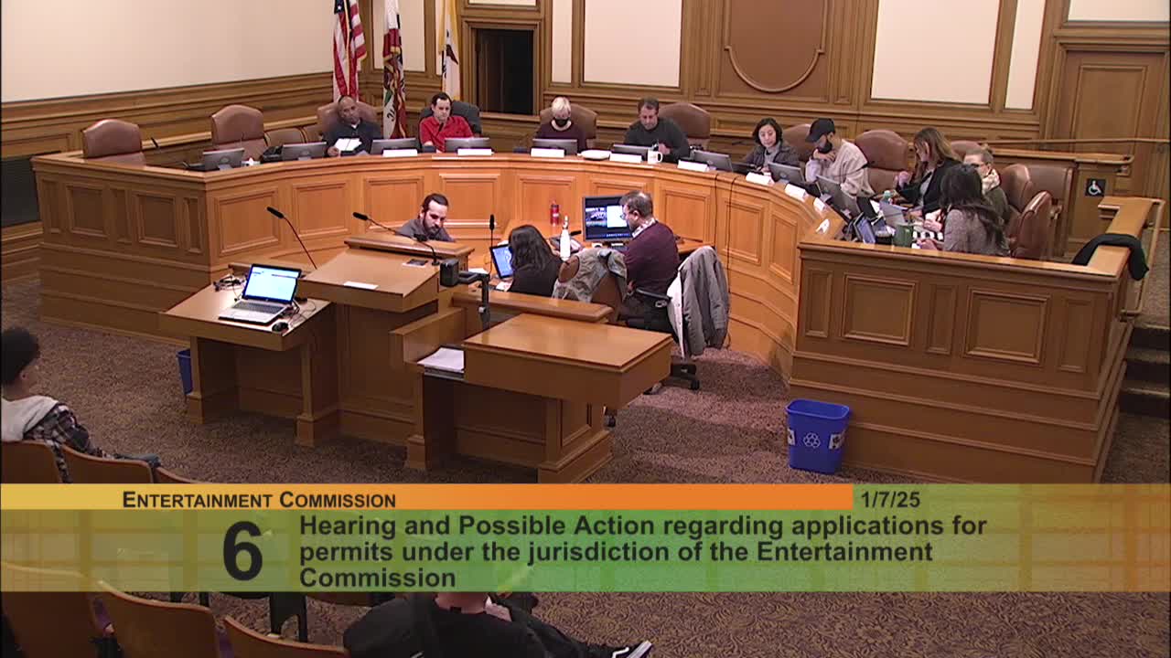 Entertainment Commission continues Bridal Ground Coffee permit to allow corrected outreach