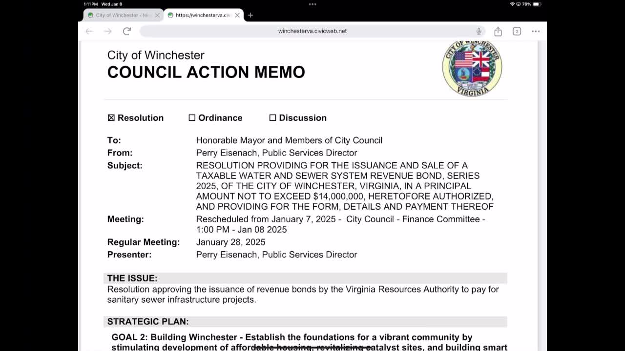 Committee forwards $14 million water and sewer revenue bond to council for approval