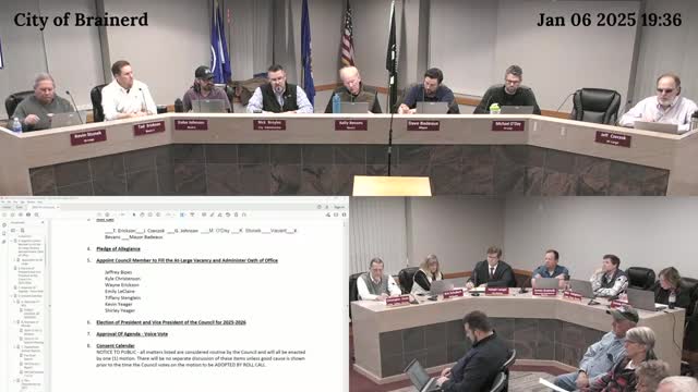 Brainerd council appoints at‑large member, elects leadership and approves multiple measures