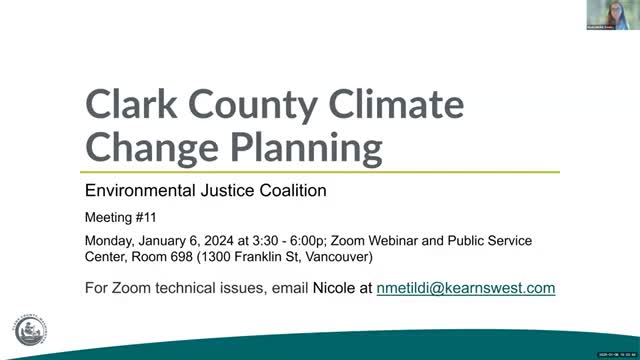 Clark County environmental-justice panel reviews draft climate-equity goals; asks members for written feedback by Jan. 12