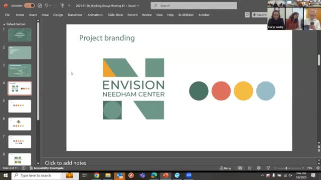 Working group debates 'Envision Needham Center' logo and color palette