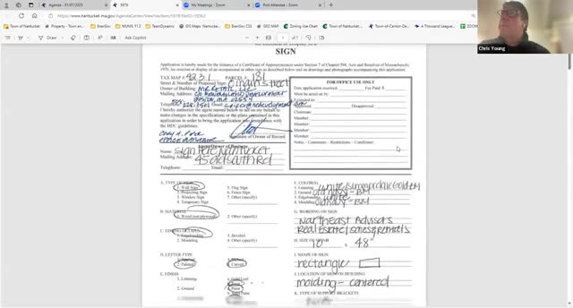 Committee asks Northeast Advisors to revise 0 Main Street sign, requires master sign plan