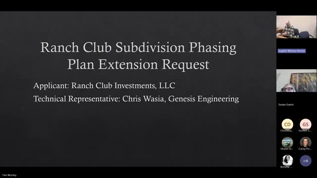 Commissioners grant one‑year extension for Ranch Club phase 10; residents press for permanent second access