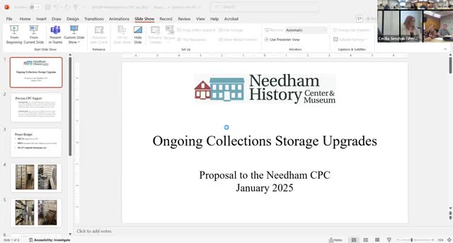 Needham History Center seeks CPC funds for archival shelving and storage supplies