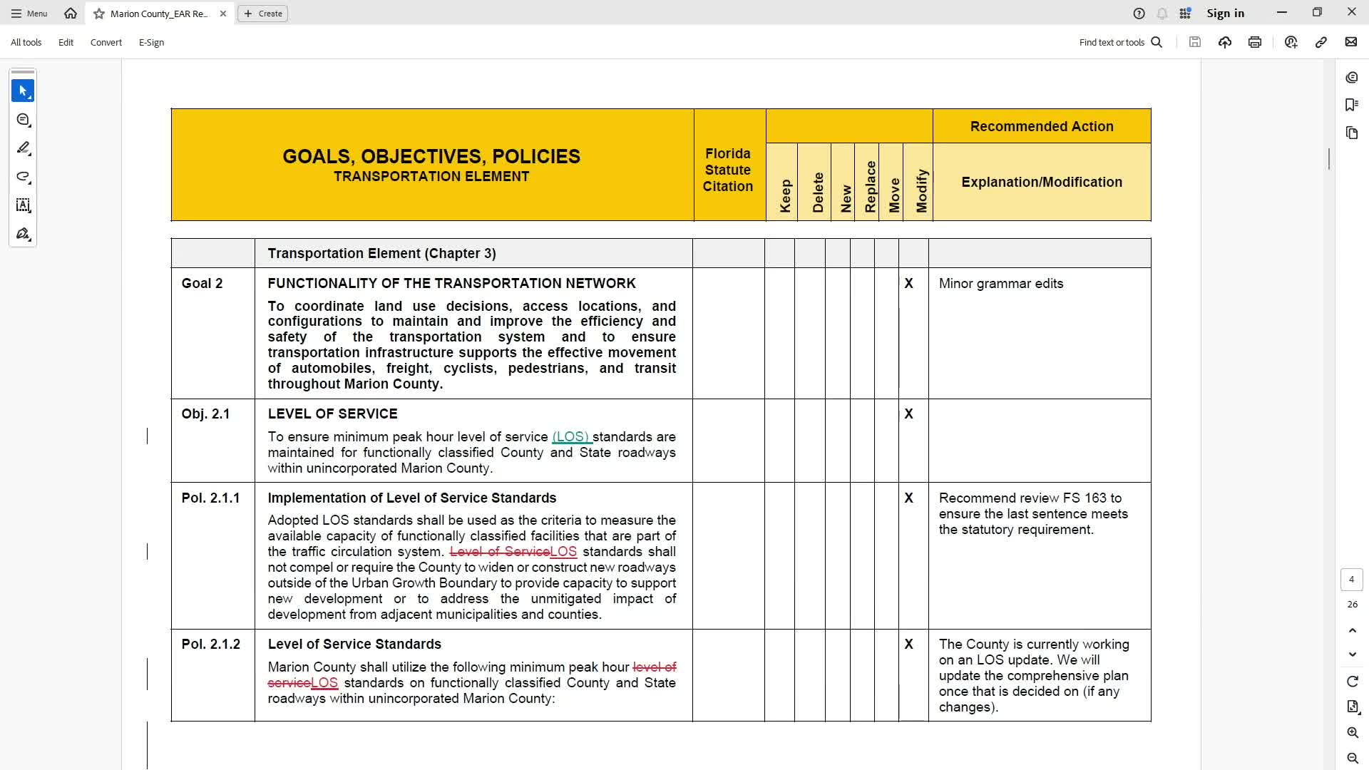 Marion County commissioners debate 'level of service' language, ask legal review