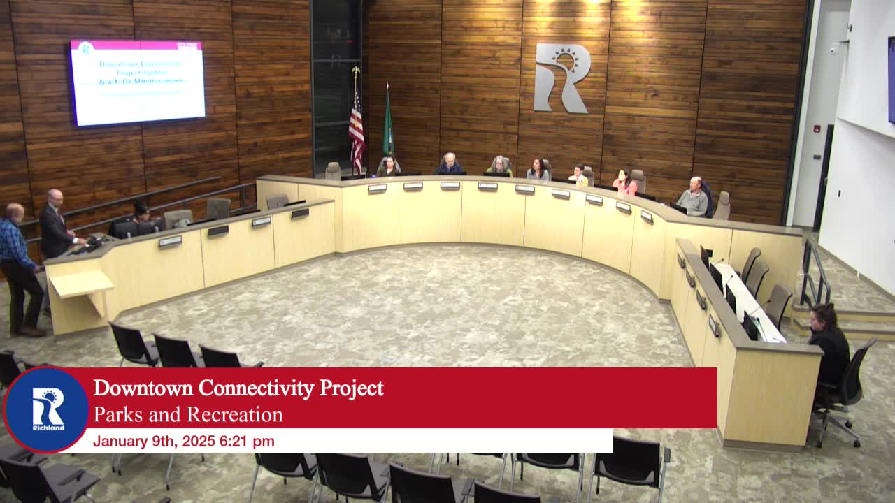 City presents George Washington Way one‑way couplet and protected cycle track; minimal park impacts noted