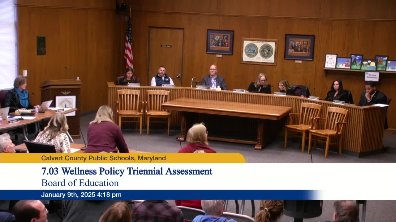 MSDE triennial assessment: Calvert County's wellness procedures strong on school meals, needs specific physical-activity goals