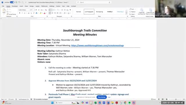 Southborough trails committee advances Peninsula Trail planning; MassDEP clears wetland permitting, bids for boardwalk to follow