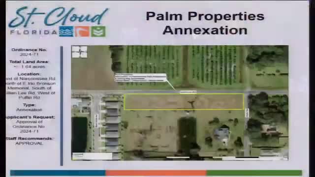 Council approves annexations, park redesignation, budget amendment and right‑of‑way purchase in 5–0 votes