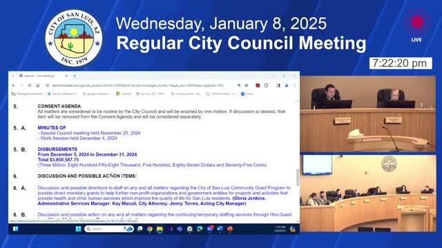 Votes at a glance: San Luis City Council actions taken