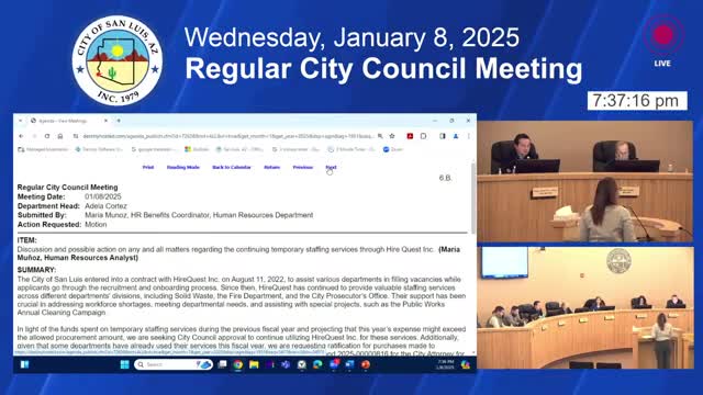 Council ratifies continued use of HireQuest temporary staffing to cover shortfalls