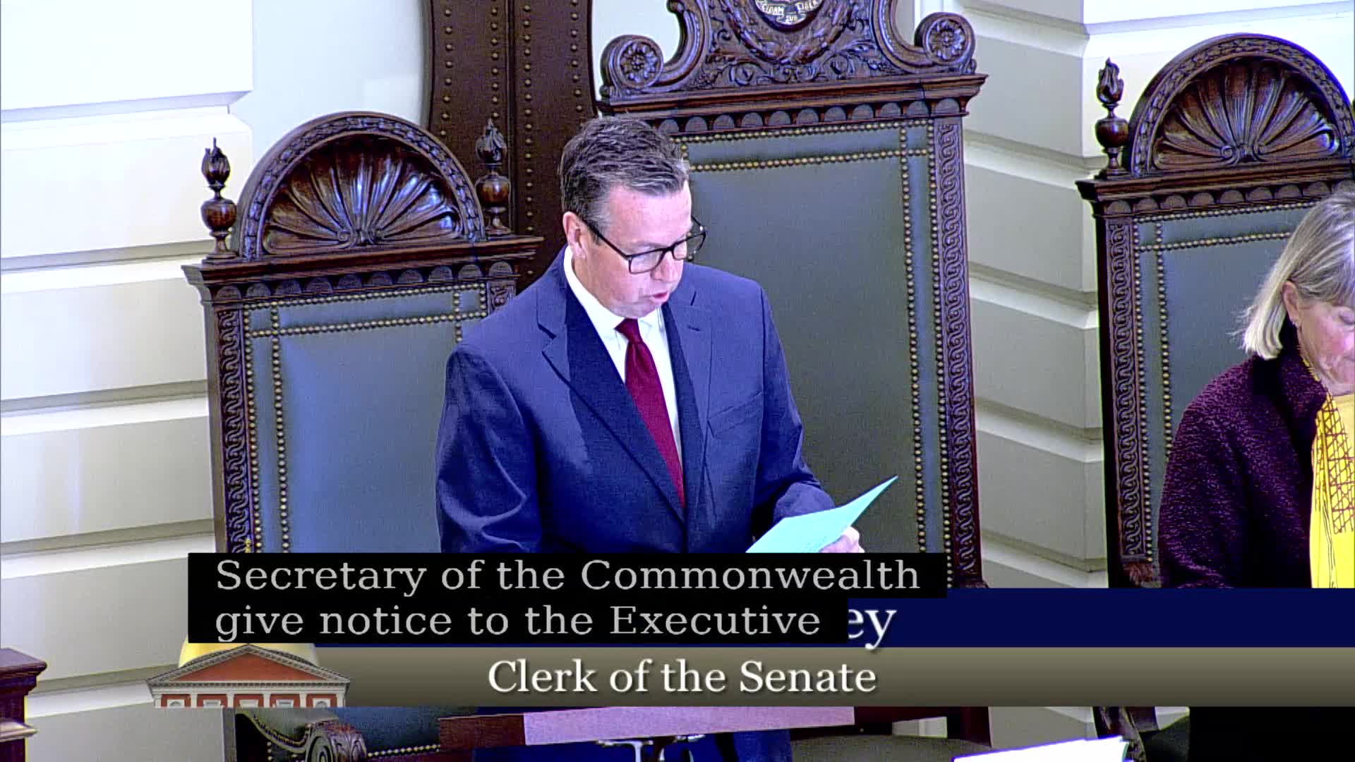 Senate adopts orders to notify officials, appoint canvass committee and adjourns in memory of Brockton firefighter