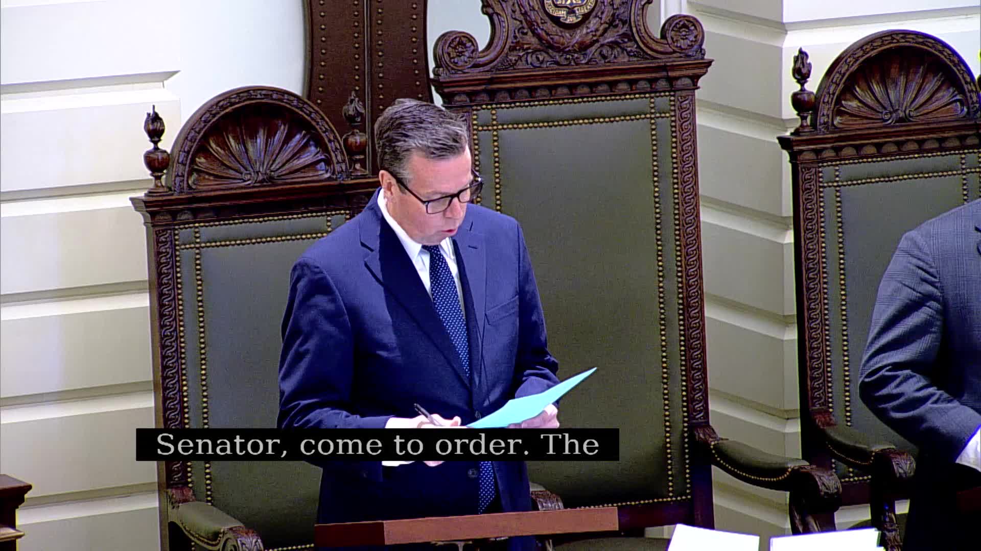 Senate adopts order creating temporary committee on rules and refers Chapter 250 matter to subcommittee