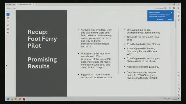 Des Moines ferry pilot attracts 15000 visitors sparks demand for permanent service