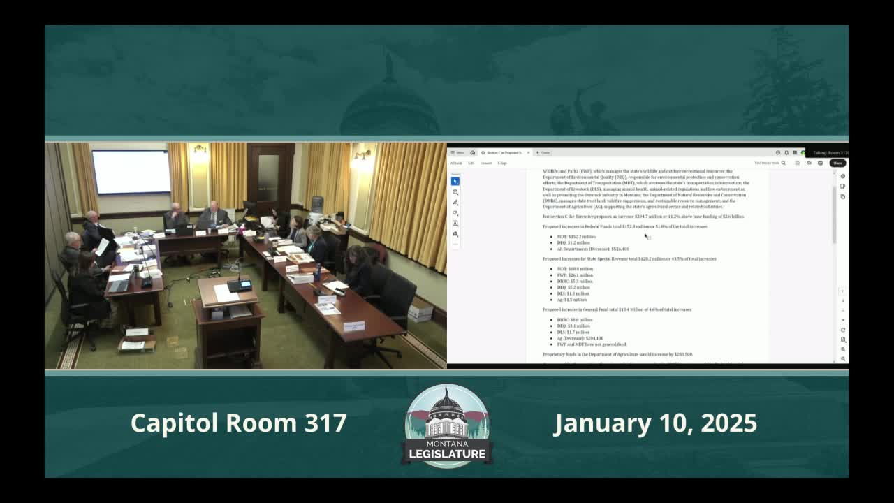 Governor�proposal would add about $295 million to Section C agencies; MDT, state special funds lead increases