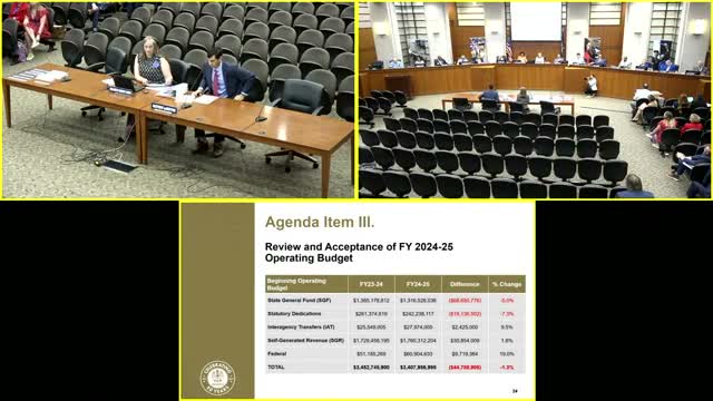 Board accepts FY24-25 higher‑education operating budgets as presented