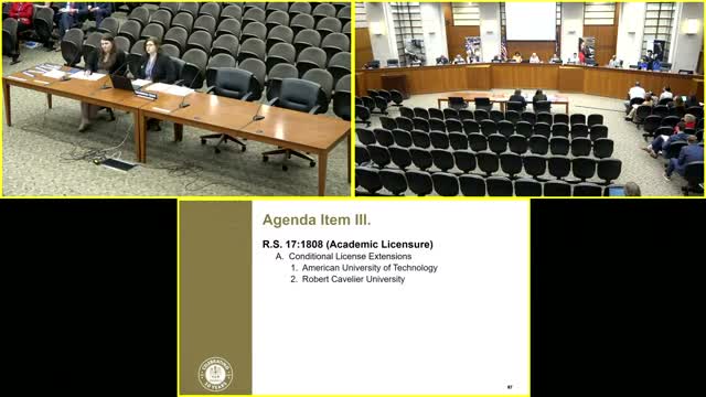 Planning committee extends conditional licenses for two institutions pending DEAC filings